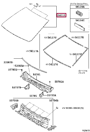 561010D270: стекло лобовое Тойота