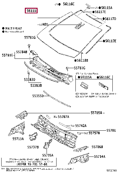 561010D550: лобовое стекло Тойота