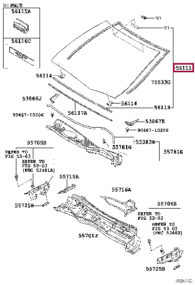 5610122220: стекло лобовое Тойота