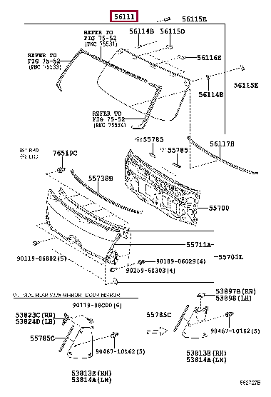 5610137010: стекло лобовое Тойота