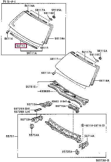 Уплотнитель лобового стекло ( основной ) 56117-44030 (номер toyota 5611744030)