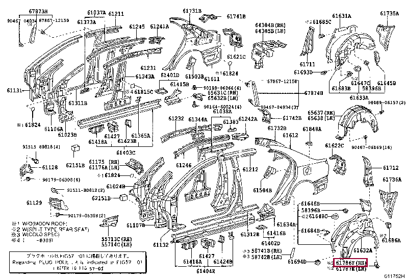BRACKET, REAR BUMPER SIDE, LH 61786-05010 (номер toyota 6178605010)
