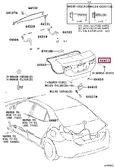 6440102D31: PANEL SUB-ASSY, LUGGAGE COMPARTMENT DOOR Тойота