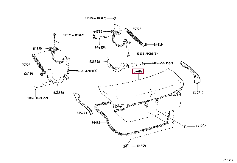 6440107220: PANEL SUB-ASSY, LUGGAGE COMPARTMENT DOOR Тойота