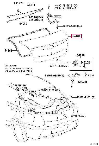 644010D140: PANEL SUB-ASSY, LUGGAGE COMPARTMENT DOOR Тойота