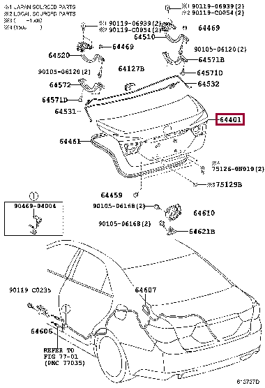 644010P080: PANEL SUB-ASSY, LUGGAGE COMPARTMENT DOOR Тойота