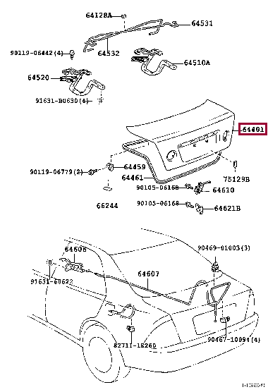 6440153010: PANEL SUB-ASSY, LUGGAGE COMPARTMENT DOOR Тойота