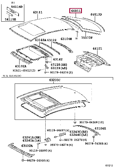 Стекло заднее 64801-33902 (номер toyota 6480133902)