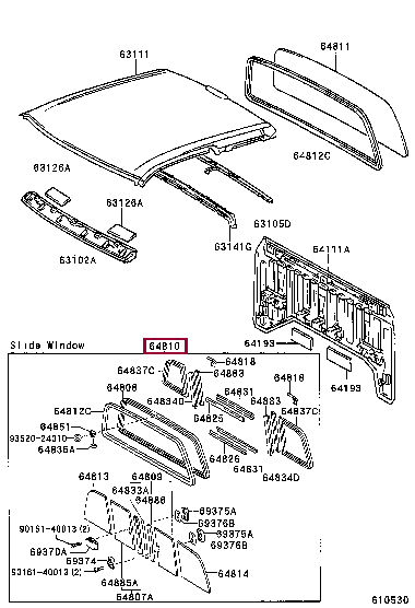 6481034020: WINDOW ASSY, BACK Тойота