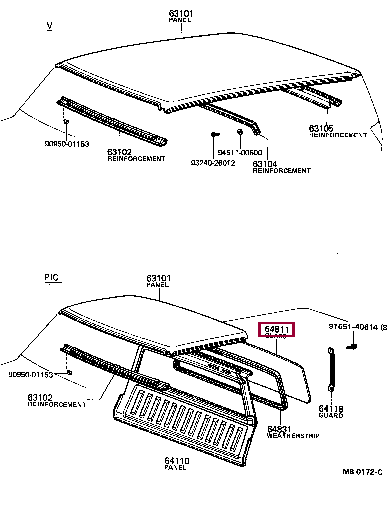 6481111040: GLASS, BACK WINDOW Тойота