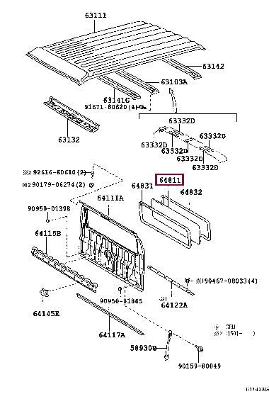 6481137140: GLASS, BACK WINDOW Тойота