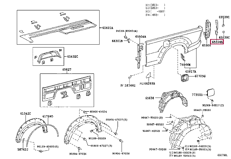 Пластина боковины 65594-0K010 (номер toyota 655940K010)