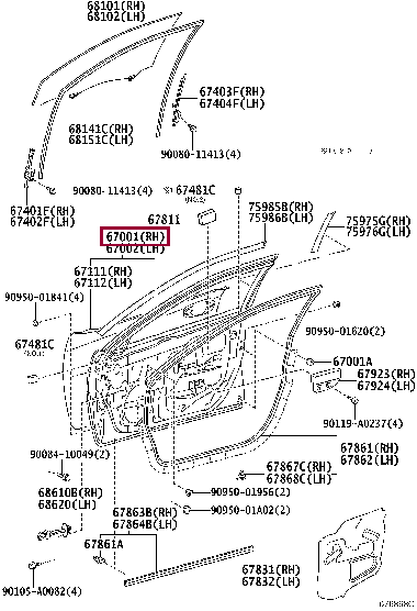PANEL SUB-ASSY, FRONT DOOR, RH 67001-06170 (номер toyota 6700106170)