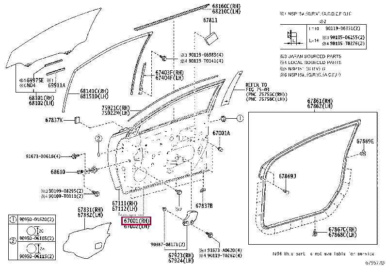 670010D460: PANEL SUB-ASSY, FRONT DOOR, RH Тойота
