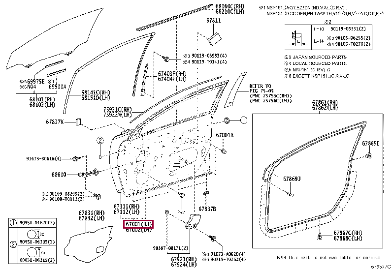 670010D480: PANEL SUB-ASSY, FRONT DOOR, RH Тойота