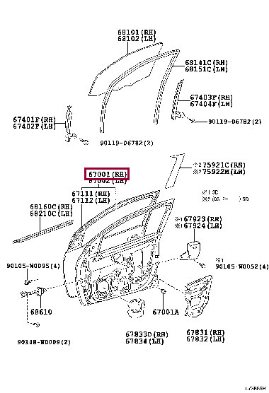 670010H020: PANEL SUB-ASSY, FRONT DOOR, RH Тойота