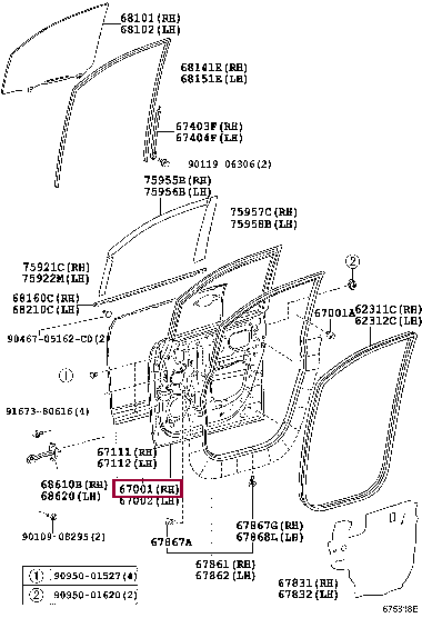6700128230: PANEL SUB-ASSY, FRONT DOOR, RH Тойота