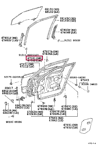 6700130790: PANEL SUB-ASSY, FRONT DOOR, RH Тойота