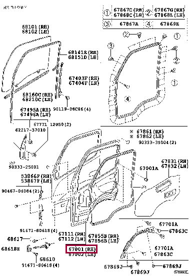 6700137480: PANEL SUB-ASSY, FRONT DOOR, RH Тойота