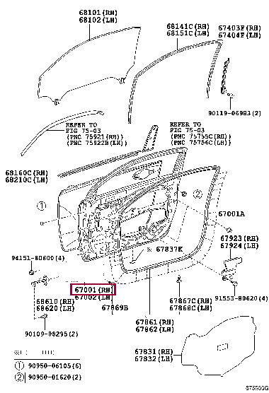 6700174040: PANEL SUB-ASSY, FRONT DOOR, RH Тойота