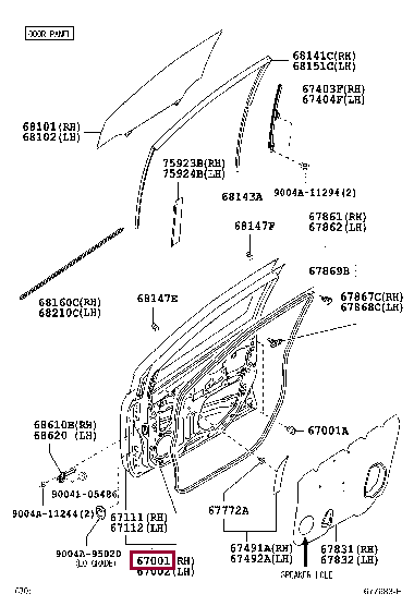 67001BZ460: PANEL SUB-ASSY, FRONT DOOR, RH Тойота