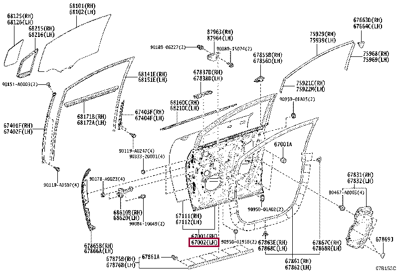 6700208080: PANEL SUB-ASSY, FRONT DOOR, LH Тойота