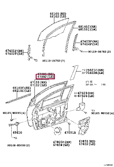 670020H010: PANEL SUB-ASSY, FRONT DOOR, LH Тойота