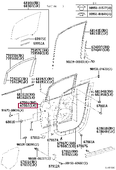 6700228280: PANEL SUB-ASSY, FRONT DOOR, LH Тойота