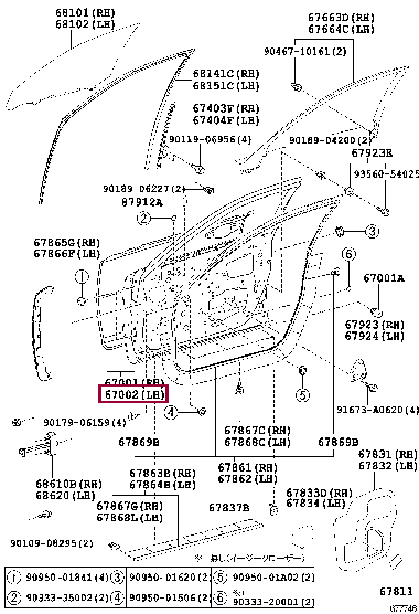 6700230A60: PANEL SUB-ASSY, FRONT DOOR, LH Тойота