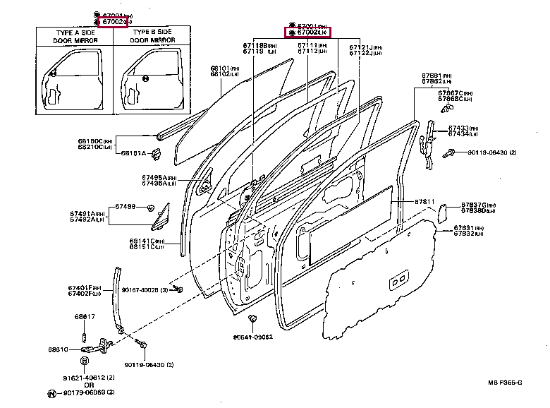 6700235240: PANEL SUB-ASSY, FRONT DOOR, LH Тойота