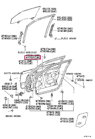 6700230870: PANEL SUB-ASSY, FRONT DOOR, LH Тойота