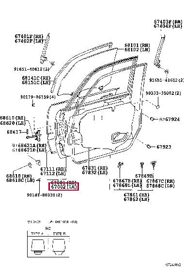 6700243033: PANEL SUB-ASSY, FRONT DOOR, LH Тойота
