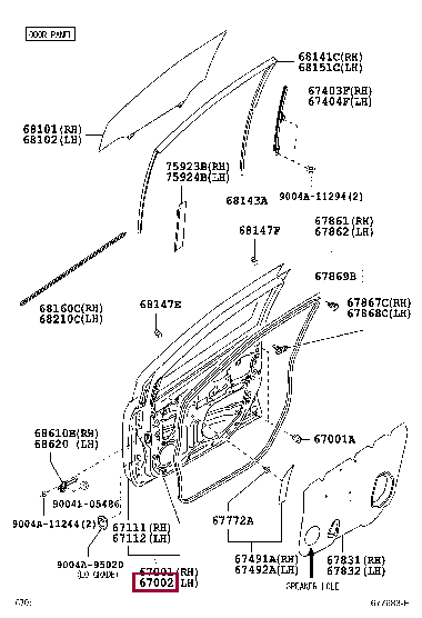 67002BZ460: PANEL SUB-ASSY, FRONT DOOR, LH Тойота