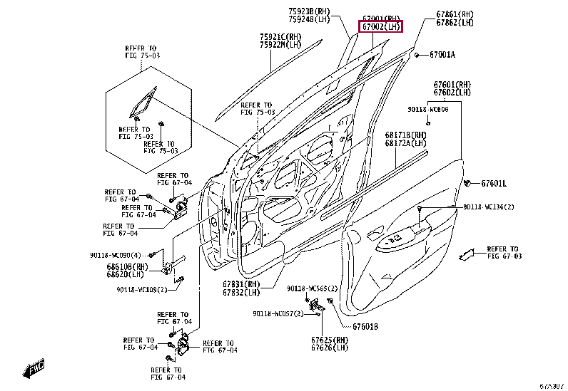 67002WC011: PANEL SUB-ASSY, FRONT DOOR, LH Тойота