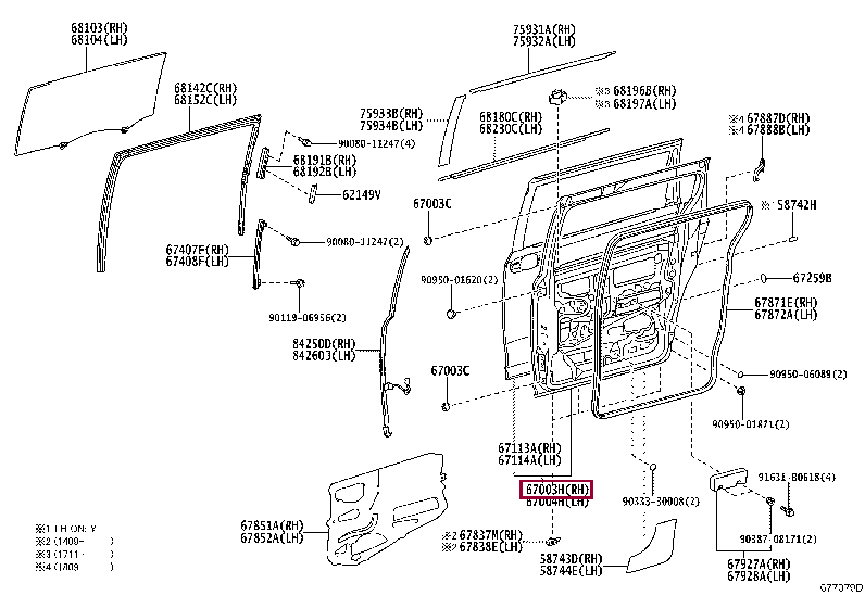 6700308111: DOOR SUB-ASSY, SLIDE, RH Тойота