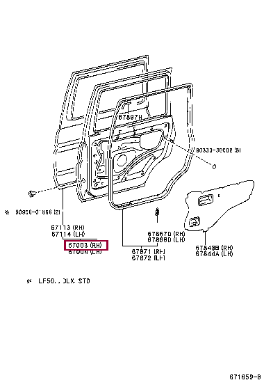 670030B060: PANEL SUB-ASSY, REAR DOOR, RH Тойота