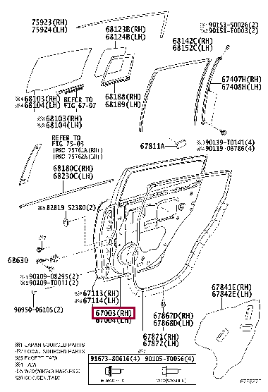 670030D240: PANEL SUB-ASSY, REAR DOOR, RH Тойота