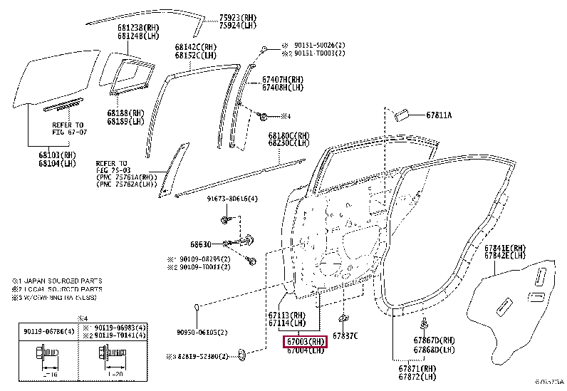 670030D500: PANEL SUB-ASSY, REAR DOOR, RH Тойота