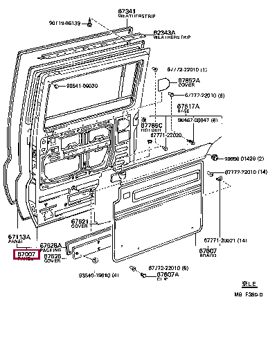6700395D02: PANEL SUB-ASSY, SLIDE DOOR, RH Тойота
