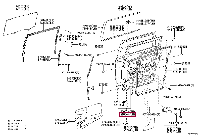 6700408111: DOOR SUB-ASSY, SLIDE, LH Тойота