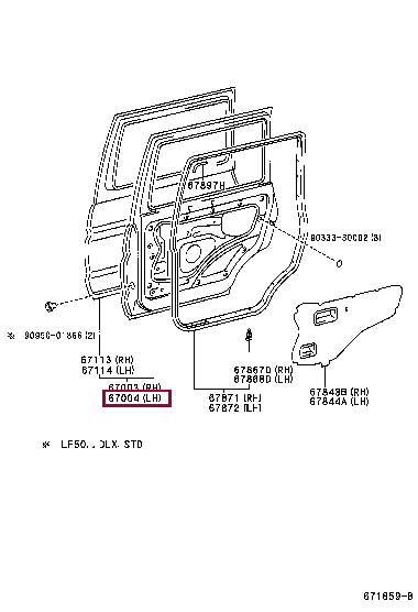 670040B060: PANEL SUB-ASSY, REAR DOOR, LH Тойота