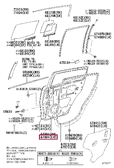 670040D240: PANEL SUB-ASSY, REAR DOOR, LH Тойота