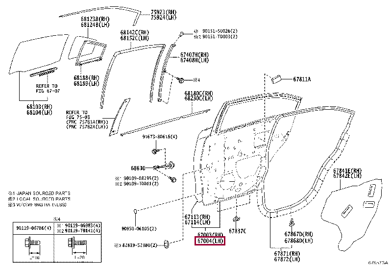 670040D500: PANEL SUB-ASSY, REAR DOOR, LH Тойота