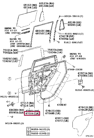 6700412B10: PANEL SUB-ASSY, REAR DOOR, LH Тойота
