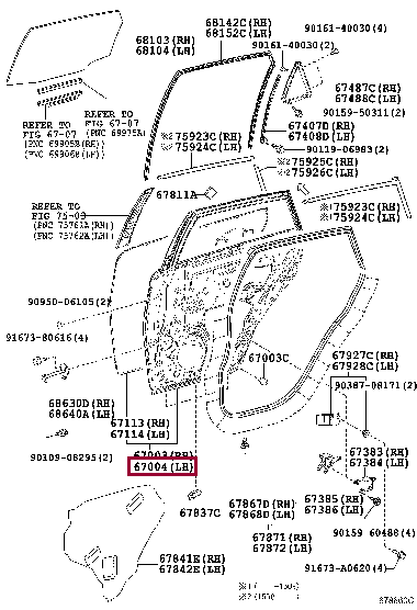 6700412B70: PANEL SUB-ASSY, REAR DOOR, LH Тойота