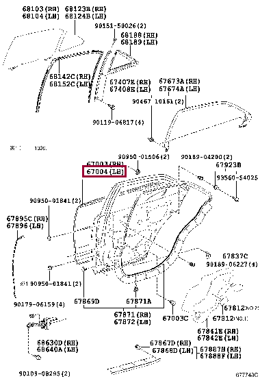 6700430670: PANEL SUB-ASSY, REAR DOOR, LH Тойота