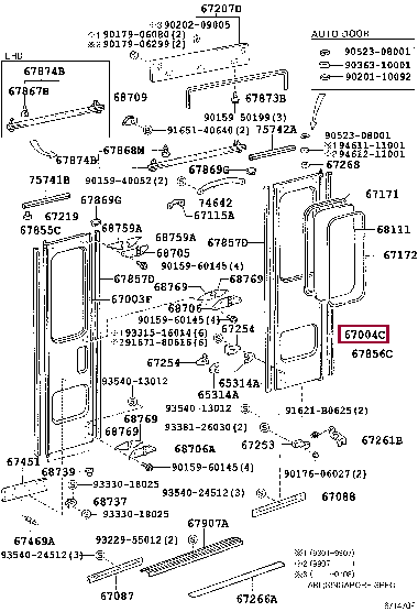 6700436040: PANEL SUB-ASSY, CENTER DOOR, REAR Тойота