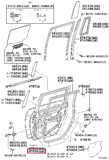 6700452590: PANEL SUB-ASSY, REAR DOOR, LH Тойота