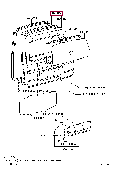 670050B100: PANEL SUB-ASSY, BACK DOOR Тойота