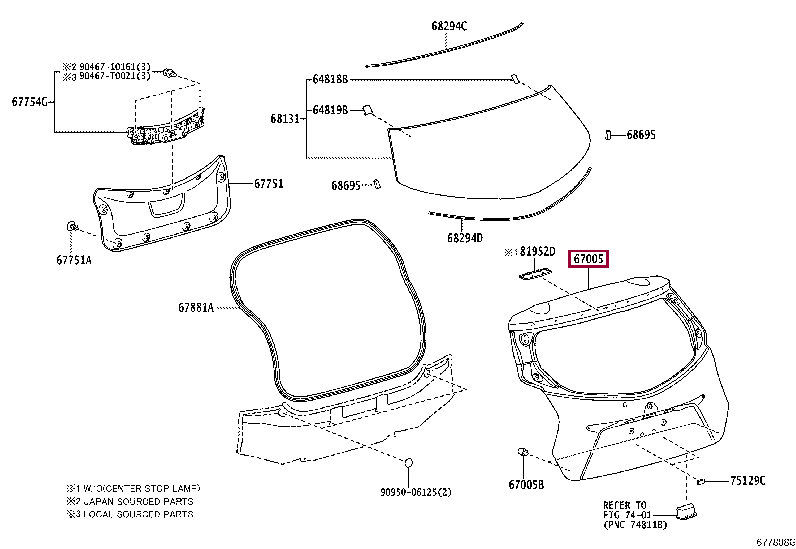 670050D490: PANEL SUB-ASSY, BACK DOOR Тойота